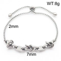 Silver stainless steel box chain bracelet with 2mm thickness and adjustable slide clasp - Pig Nose Oval Ring Silver (KB170810-Z)
