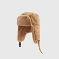 Detalle de gorro de aviador caqui con forro de lana de cordero y orejeras térmicas - M (56-58cm) / Caqui