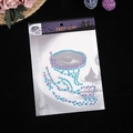 Halloween face gems set with blue and lilac crystals on skull patterned card - Blue Heart