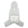 Quilted pet winter jumpsuit in light bean green with integrated D-ring and pocket - S / Light Green