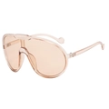 Modieuze oversized champagneroze zonnebril met uniek hartdetail op de brilpootjes - Champagne Frame Thee Lenzen
