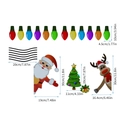 Detailed size specifications for Christmas gnome, tree, and reindeer magnetic car stickers - RFM025+6 Wires: Santa/Reindeer/Bulbs Set