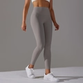 High-waisted grey yoga leggings with compression fabric for tummy control and lifting - Sea Moon Rock Grey