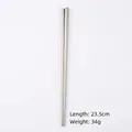 Silver 304 stainless steel square chopsticks, 23.5cm length, 34g weight, minimalist design - 23.5cm / Silver
