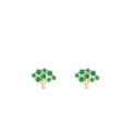 Pendientes de árbol en plata S925 dorada con detalles de circonitas verdes - Botones en forma de árbol / Dorado