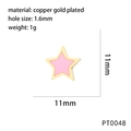 Cuenta de estrella rosa en cobre chapado en oro con agujero de 1,6 mm para hacer joyas - Rosa