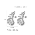 Retro silver croissant earrings in stainless steel with twisted texture design - Croissant/Spiral / Silver Pair