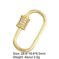 Golden oval screw clasp with sparkling zircon inlay for DIY jewelry and necklaces - Style 69 (Gold with Clear Zircon Oval Clasp 28.6x16.6mm)