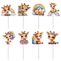 Lot de 8 décorations de gâteau girafe mignonnes pour fête d'anniversaire enfant - Thème Girafe