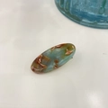 Detail of blue-green amber texture hair clip with FRANCE Handmade engraving - Mini Thickened Oval Duckbill Clip (Approx. 3.9cm) / Brown Marble