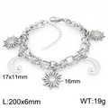 Silver stainless steel bracelet with moon, sun and star charms in bohemian retro style - Steel Color Layered Sun Moon Star Bracelet (KB202900-Z)