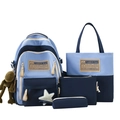 Blauwe schoolrugzak 4-delige set inclusief kikker knuffel en glitter ster hanger - 4-delige Set (Inclusief Hanger) / Blauw