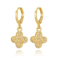 Gold-plated clover earrings with sparkling pavé crystals and elegant hook closure - Clover Style (E1069)