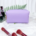 Chic purple PU leather makeup bag with pearl initial letter and gold zipper detail - Medium / Purple