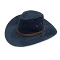 Chapeau de cowboy bleu marine avec ruban tressé marron et évents en bronze antique - 58cm Taille Unique / Bleu Marine avec Corde Tressée