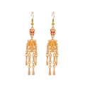Orecchini pendenti a scheletro dorati gotici con occhi rossi e design punk - Pendente Scheletro (KC Gold WG-0823) / Oro