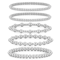 Five-piece stacked silver bead stretch bracelet set with minimalist metallic industrial design - Set 01 Silver (5pcs)