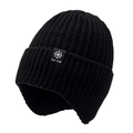 Gorro de punto de invierno para hombre con orejeras y forro polar grueso negro - Talla única / Negro