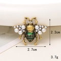 Detail of bee accessory with pearls and green enamel showing dimensions 2.7x2.2cm - D1145 Bee (Dark Green) Small