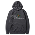 Dark grey Merry Christmas hoodie with 2D holiday print on a clean white background - S / Dark Gray