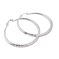 S925 sterling silver hoop earrings featuring a diamond-cut texture and polished finish - Silver-Diamond Cut