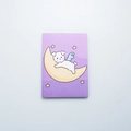Mini portable notepad featuring a cute white winged dog on a yellow moon over purple sky - Puppy On Moon (SR2008-50)