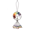 Lebensbaum-Autoanhänger mit bunten Chakra-Natursteinen und eleganten Quasten - Rund / Silber