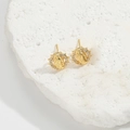 Golden tribal style Virgin Mary stud earrings with white zircon accents in round design - Gold (Hollow Mary Round)