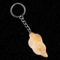 Leaf-shaped natural stone keychain in yellow brown with silver metal ring - Topaz