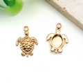 Goldene Meeresschildkröten-Anhänger mit strukturierter Front für DIY-Schmuckherstellung - Ozean Strukturierte Schildkröte (16x22.5mm)