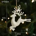 Décoration de Noël renne blanc pailleté, suspension cerf bondissant de 13,5 cm - Élan Bondissant Blanc Style B