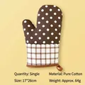 Manopla de cocina de algodón con lunares marrones y cuadros beige con lazo para colgar - Guante Individual / Lunares Marrones