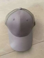 Classic light grey breathable cotton mesh trucker hat with curved brim and solid front - Adjustable / Gray