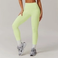 High-waist yoga leggings in neon green with side pockets and breathable fabric - 10/M / Bottoms / Light Yellow Green