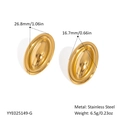 Golden oval stainless steel earrings with mirror finish and water-resistant plating - Oval Stud Earrings (YYE025149-G) / Gold