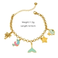 Gold ocean themed stainless steel chain bracelet with colorful enamel sea life charms - Colorful Ocean Life Enamel Charm Style (YTB2410502)