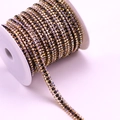 Double row black and AB crystal rhinestone chain with gold metal base on a white spool - 1 Yard/Pack / Gold Base AB+Black