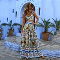 Completo donna 2 pezzi con crop top e gonna lunga con stampa Majolica per spiaggia - S / Opzione 2-Majolica Blu