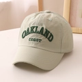 Detail of Oakland Coast 3D embroidery on beige quick-dry breathable baseball cap - 52cm (Recommended 3-8 Years) / Green