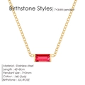 Minimalist 14K gold plated stainless steel necklace with July ruby red birthstone - July Rose Red (Ruby Color)