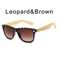 Leopard pattern sunglasses with natural bamboo wood temples and brown gradient lenses - Leopard Frame / Double Tea