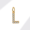 Golden letter L charm pendant with sparkling cubic zirconia stones for jewelry making - Gold (Letter L)