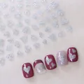 Silver glitter heart nail stickers with sparkling finish and various size options - Glitter Silver