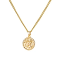 Vintage 18K gold zodiac coin necklace featuring a portrait relief pendant on a rope chain - Virgo (YSN860GL-CN)