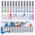 Misscheering 12-color nail art spider gel set with UV LED soak-off polish bottles - 12 Colors Platinum Spider Gel Set