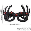 Halloween black skeleton hand glasses with red rhinestone beads and tiny bell ornament - Skeleton Hand Glitter