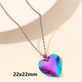 Rainbow heart stainless steel necklace pendant in 22x22mm size with vibrant metallic finish - Glossy Simple Heart / Colorful