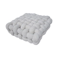 Square beige woven lamb wool chair cushion with soft chunky texture in a minimalist style - Grey/White