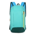 Lightweight turquoise and green mini backpack with orange zipper accents and nylon fabric - Lake Blue Multicolor