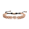 Pulsera Mano de Fátima de oro rosa con ojo azul y cordón negro ajustable suave - Oro Rosa (Mano de Fátima)